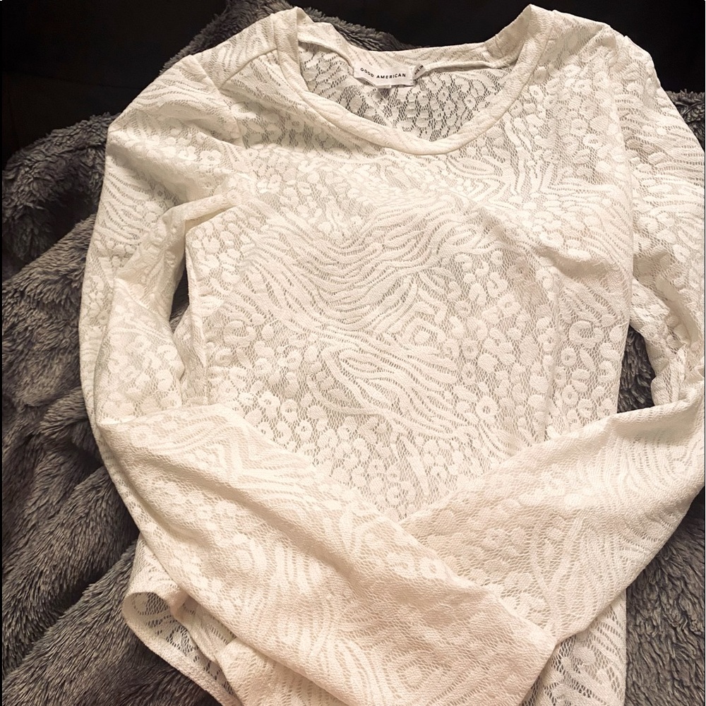 Good American Brushed Animal Print Long Sleeve Bodysuit (Size 2).